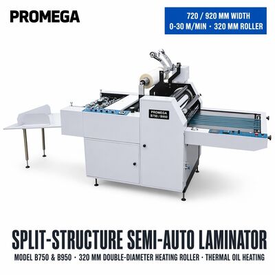 Máquina laminadora semiautomática de película de pre-recubrimiento con velocidad máxima de 30 m/min, ancho máximo de 920 mm, peso 1800 kg